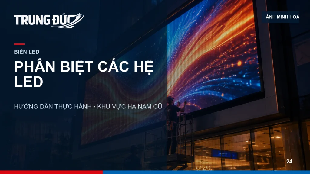 Ảnh minh họa cấu tạo LED module trong chữ nổi, bảng LED ma trận và màn hình LED đủ màu