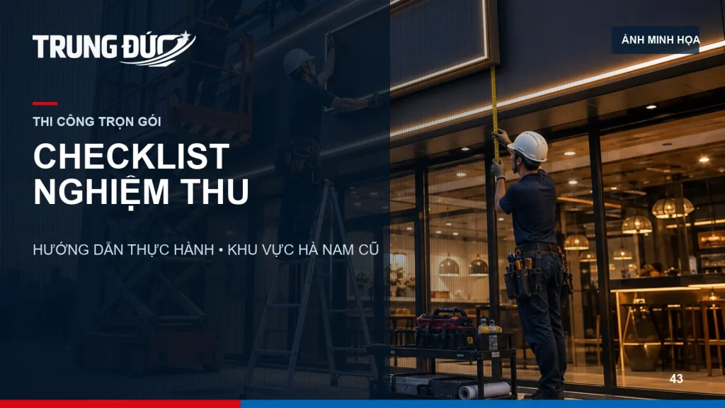 Ảnh minh họa người phụ trách đối chiếu checklist nghiệm thu biển quảng cáo và hồ sơ bàn giao