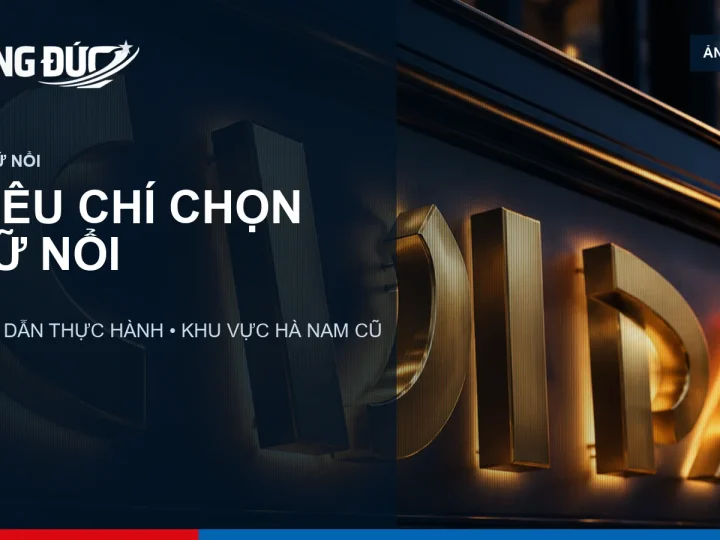 Ảnh minh họa bản mock-up chữ nổi với các tiêu chí khoảng nhìn, màu nền và vật liệu