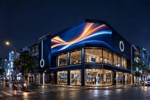 Màn hình LED lớn trên mặt dựng showroom công nghệ