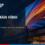 Ảnh minh họa lưới pixel và bảng thông số của một màn hình LED ngoài trời