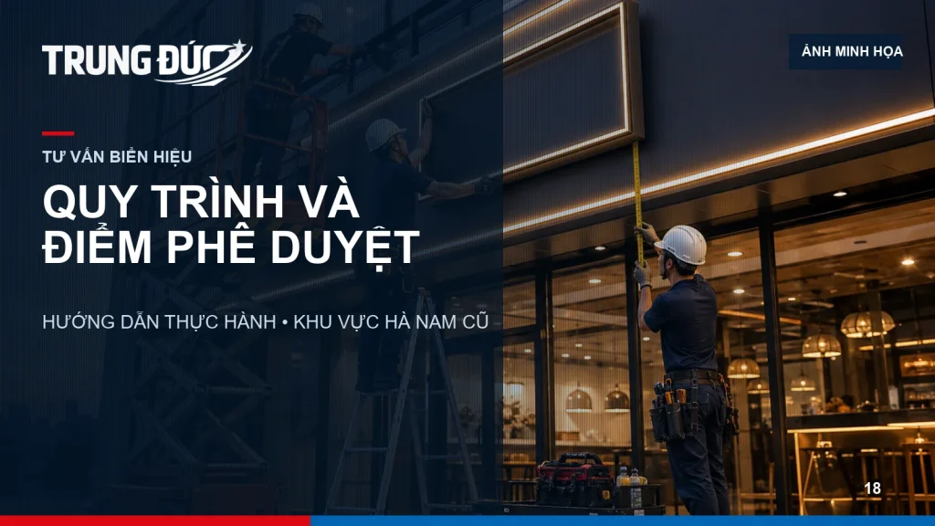 Ảnh minh họa quy trình thi công biển quảng cáo, không phải ảnh công trường thực tế